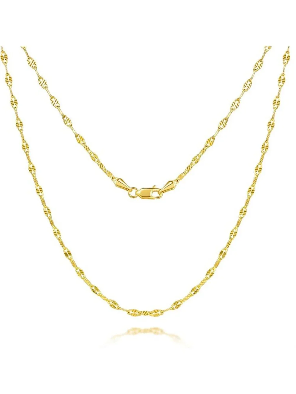 Elegant 14K Gold Thin Mirror Chain Necklace for Women - 2.1mm Dainty Jewelry